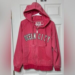 TOO COOL “Ocean City” Embroidered Hoodie XL, distressed look